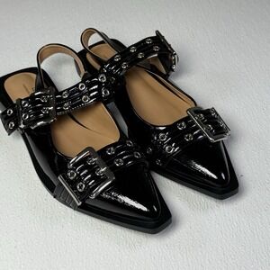 Lunhonk Bucle Shoes Women, Size 42, Black New Low Heels Flat Shoe